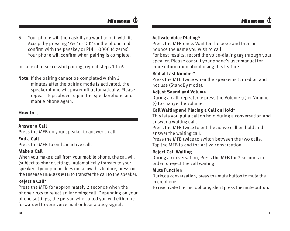 Hisense Group HB600 User Manual | Page 6 / 9