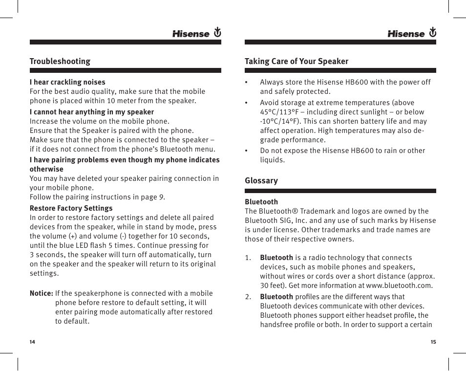 Hisense Group HB600 User Manual | Page 8 / 9