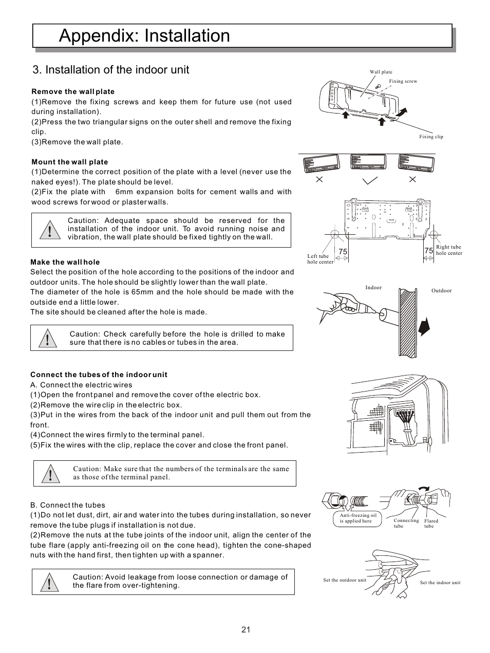 Appendix: installation, Installation of the indoor unit | Hisense Group KFR-3208GW User Manual | Page 23 / 26