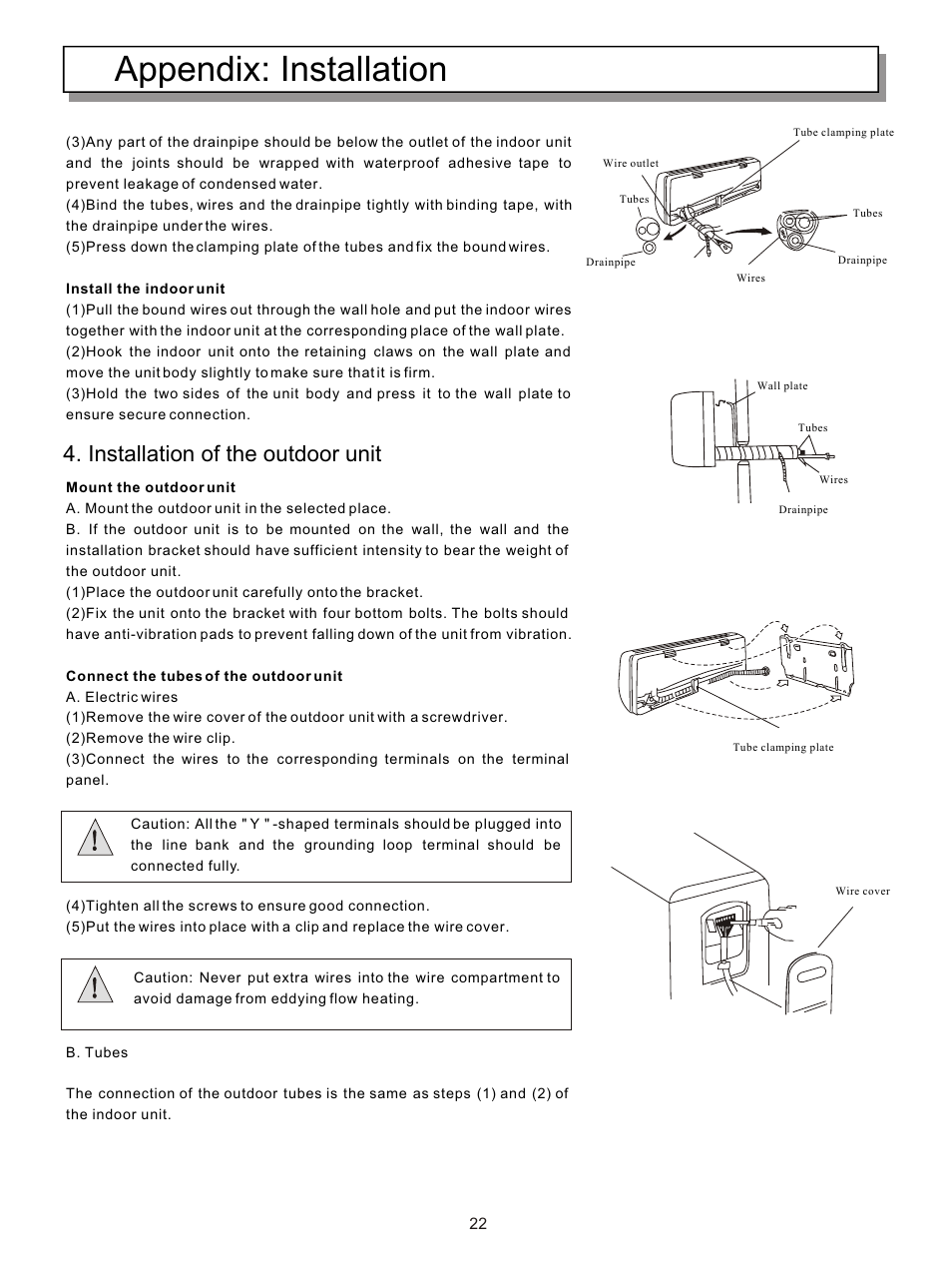 Appendix: installation, Installation of the outdoor unit | Hisense Group KFR-3208GW User Manual | Page 24 / 26