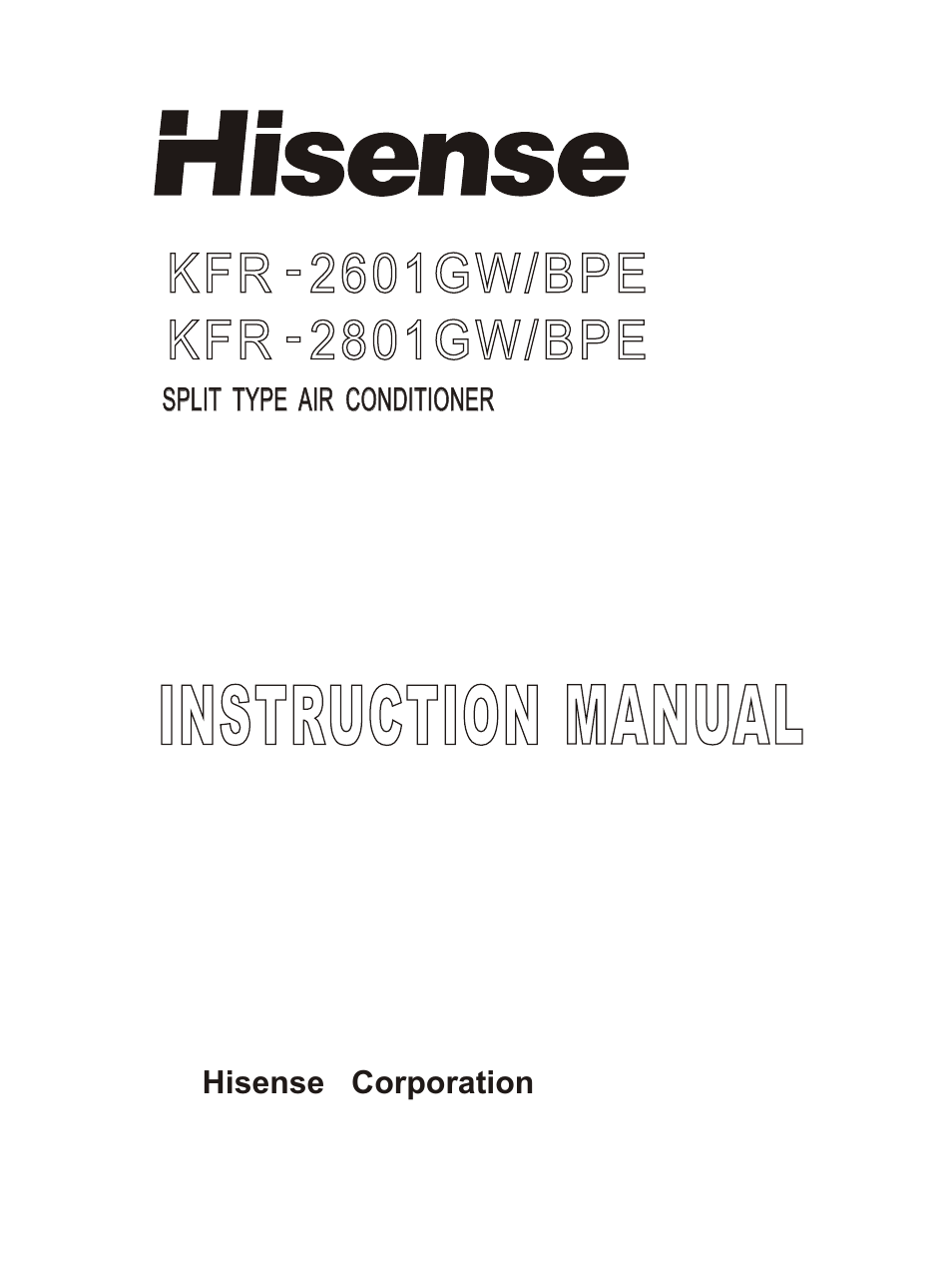 Hisense Group KFR 2601GW/BPE User Manual | 23 pages