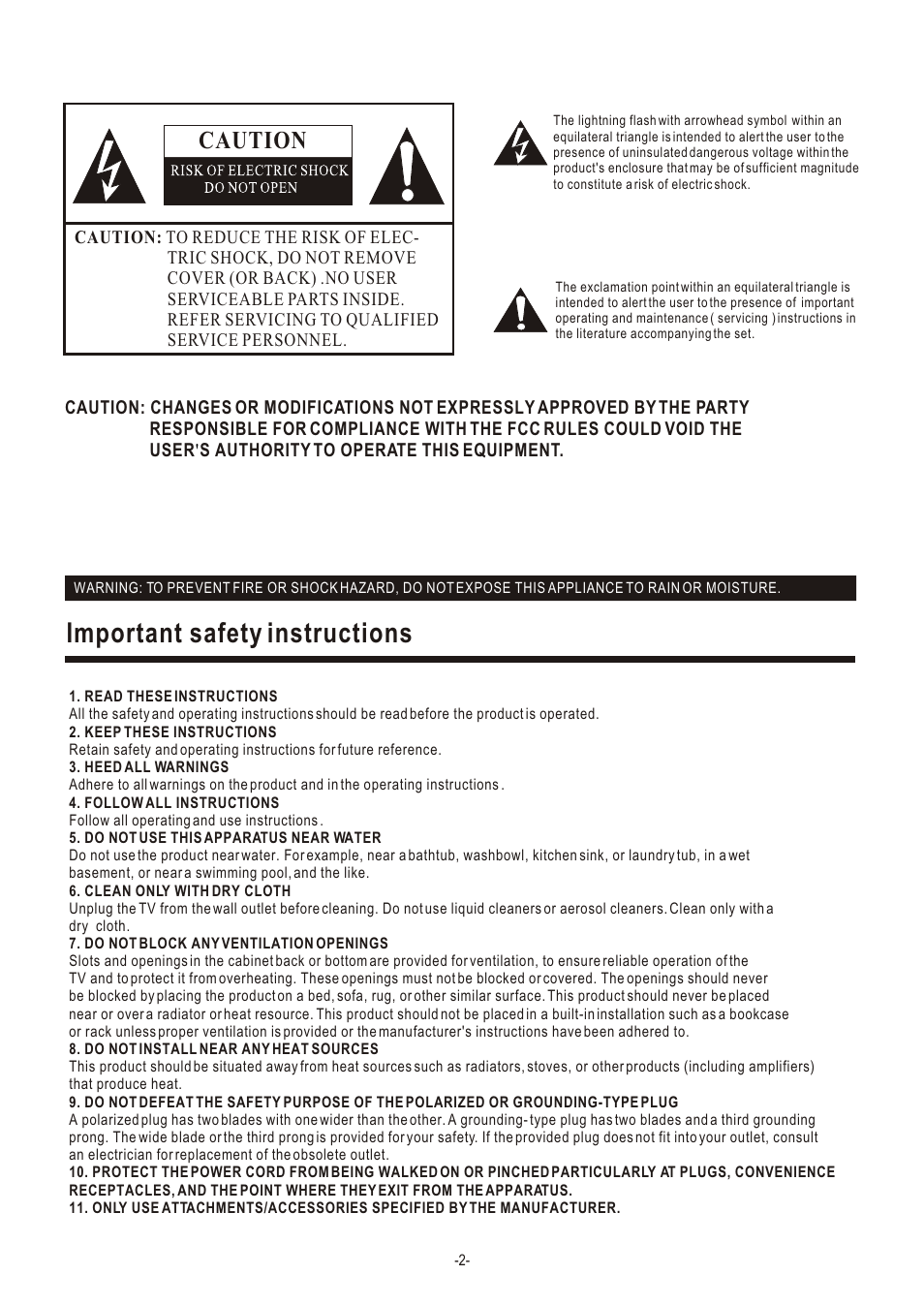 Т³гж 3, Important safety instructions, Caution | Hisense Group LCD2004US User Manual | Page 3 / 22