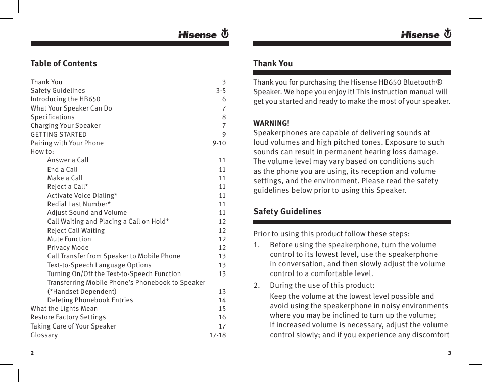Hisense Group HB650 User Manual | Page 2 / 11
