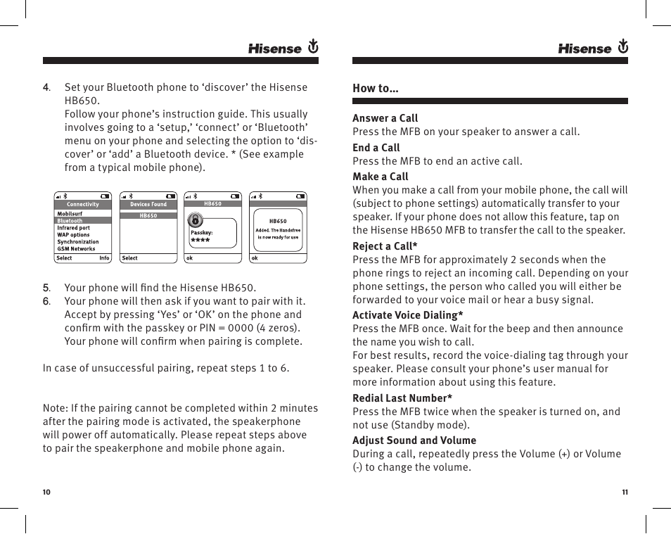 Hisense Group HB650 User Manual | Page 6 / 11
