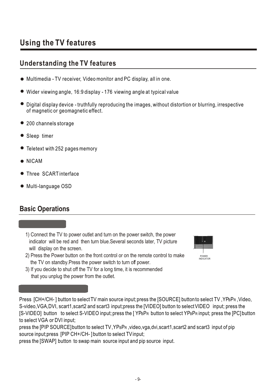 Т³гж 11, Using the tv features, Basic operations | Understanding the tv features | Hisense Group LCD3704NEU User Manual | Page 11 / 23