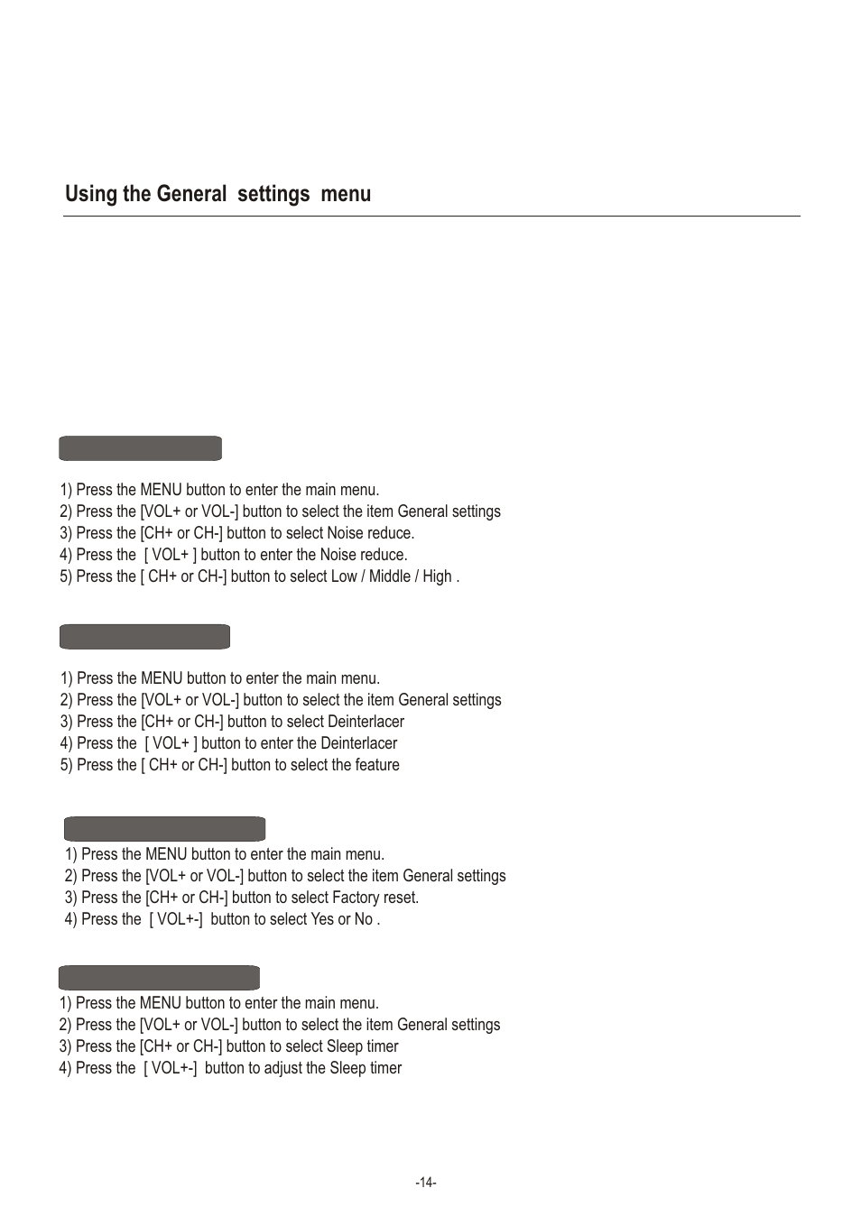 Т³гж 16, Using the general settings menu | Hisense Group LCD3704NEU User Manual | Page 16 / 23