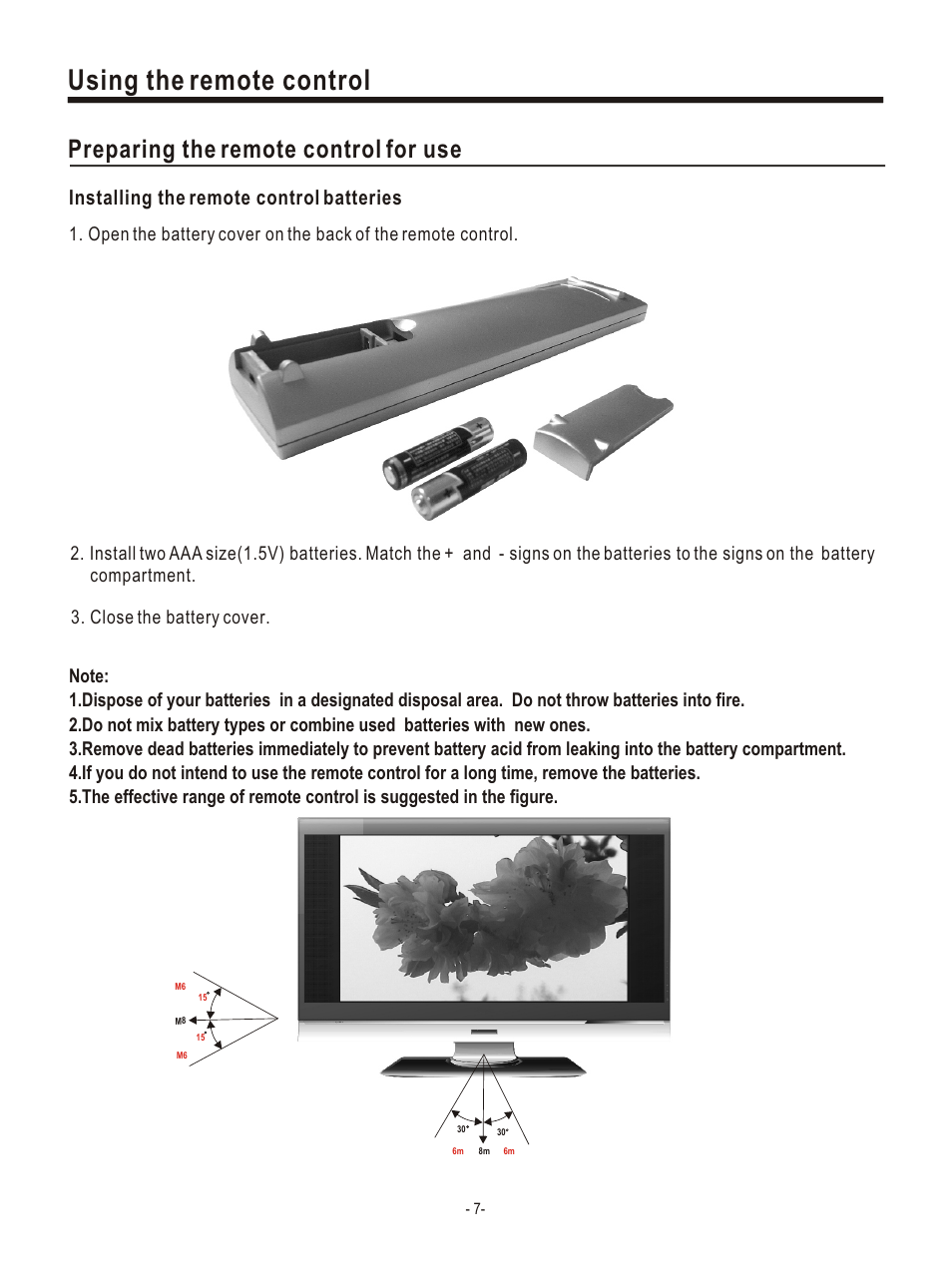 Т³гж 10, Using the remote control, Preparing the remote control for use | Installing the remote control batteries | Hisense Group PDP4220EU User Manual | Page 10 / 25