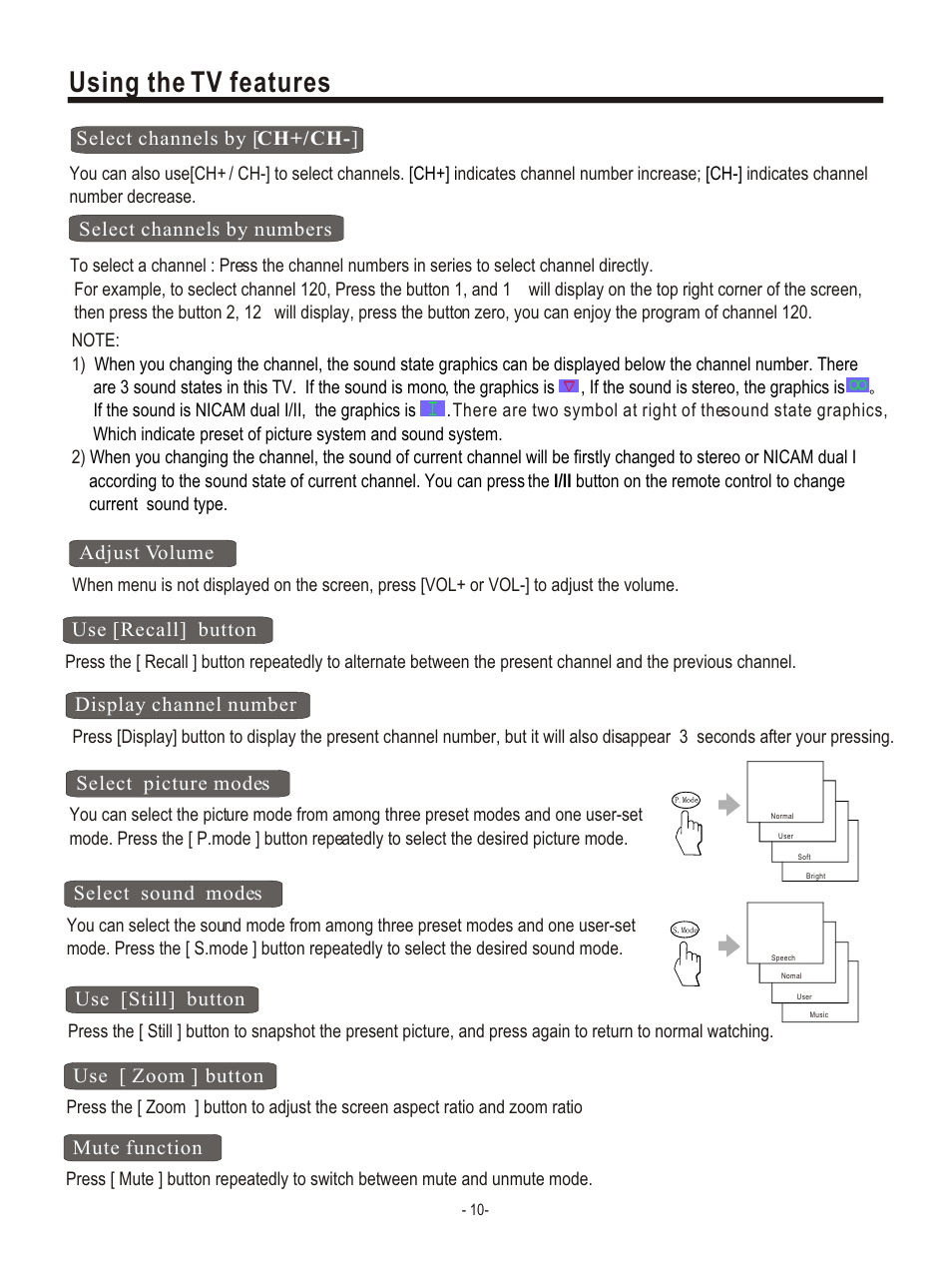 Т³гж 13, Using the tv features | Hisense Group PDP4220EU User Manual | Page 13 / 25