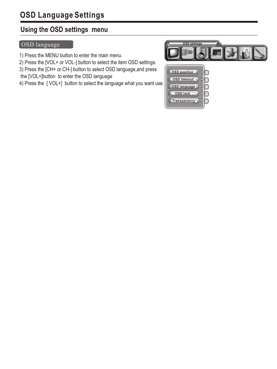 Т³гж 3, Osd language settings, Using the osd settings menu | Change password, Osd language | Hisense Group PDP4220EU User Manual | Page 3 / 25