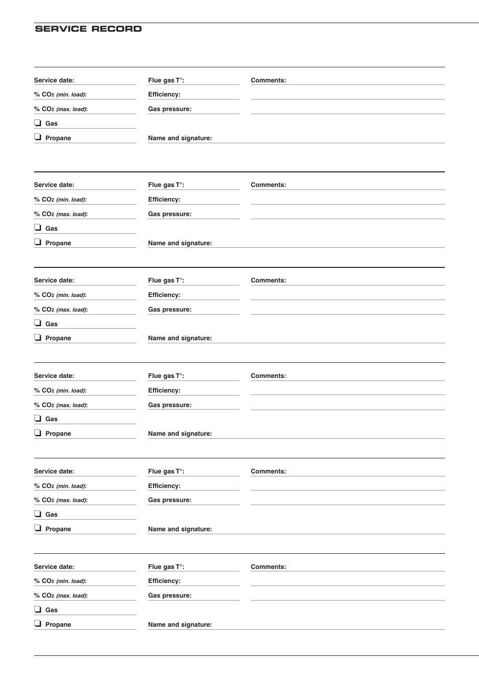 Service record | Heatmaster 201 User Manual | Page 26 / 28