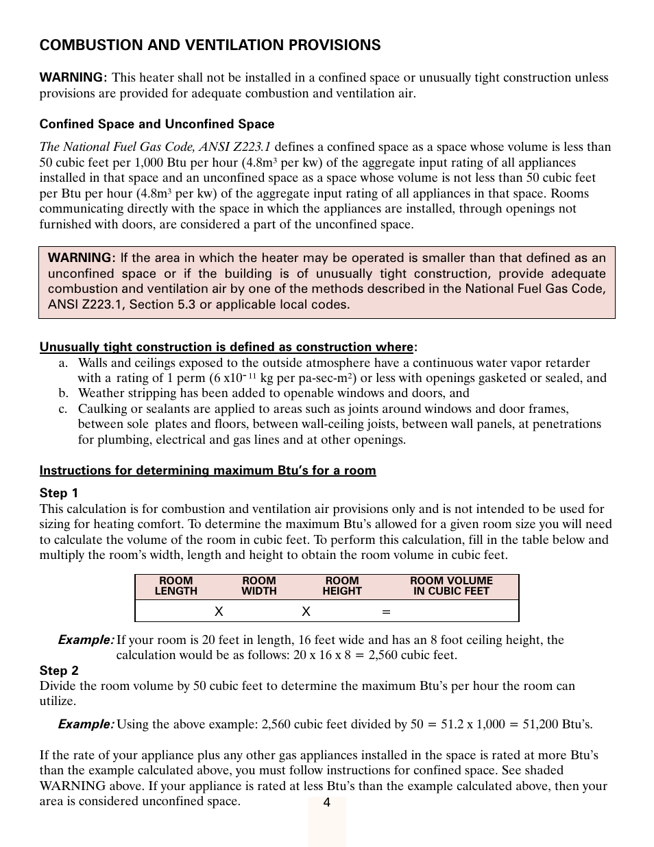 Combustion and ventilation provisions | Heatmaster HMDGJ User Manual | Page 4 / 17