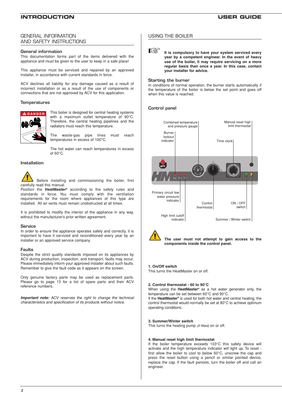 Introduction user guide using the boiler, General information and safety instructions | Heatmaster 200 N User Manual | Page 4 / 6