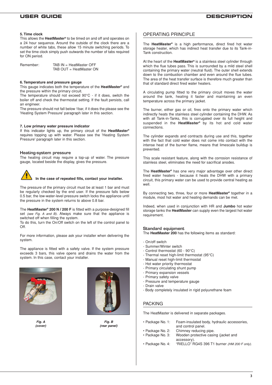 User guide description operating principle, Packing | Heatmaster 200 N User Manual | Page 5 / 6