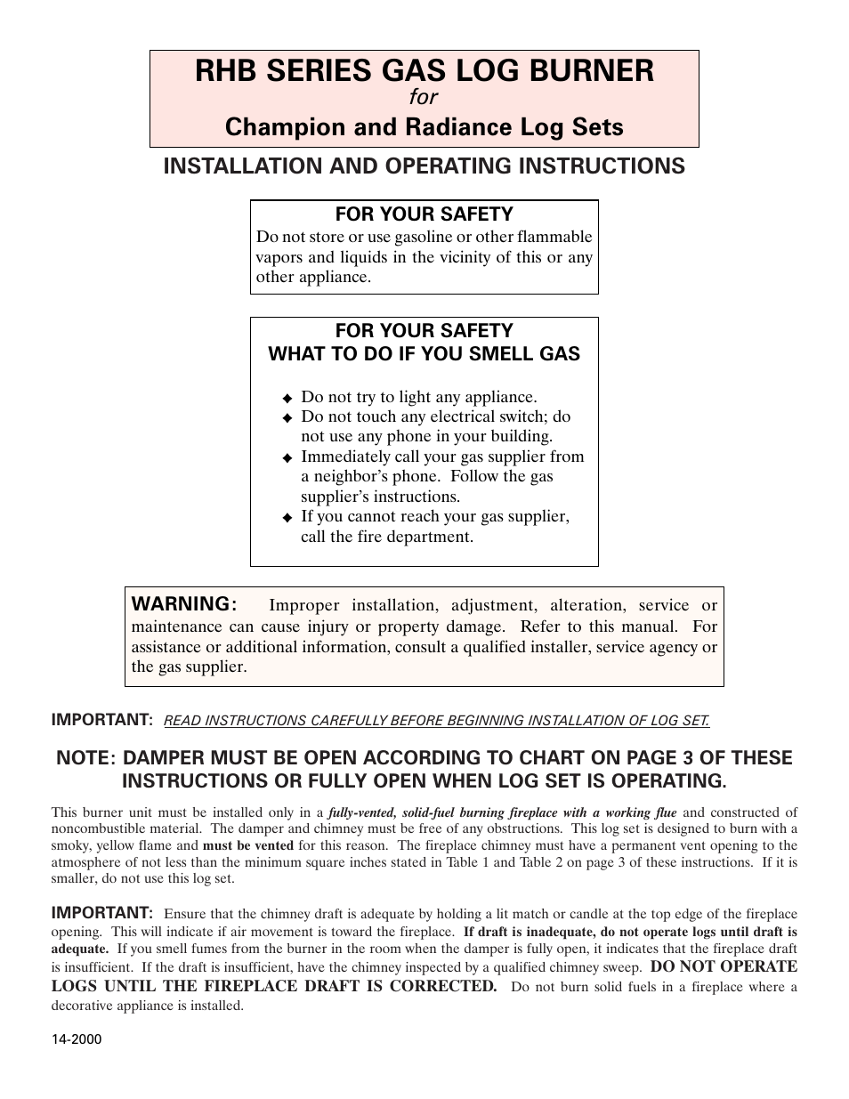 Heatmaster Gas Burner User Manual | 11 pages