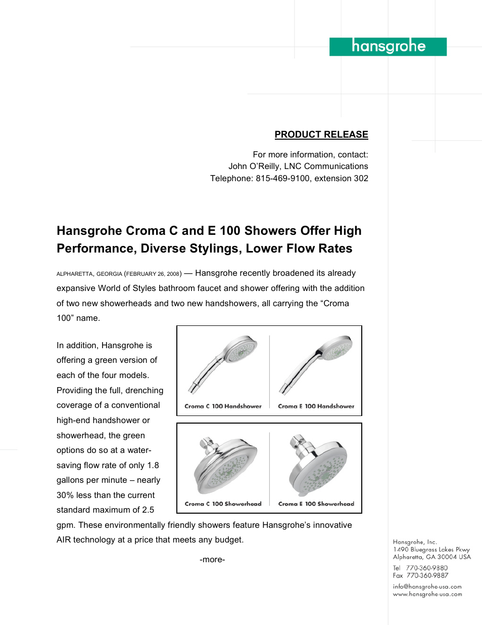Hans Grohe Croma C and E 100 User Manual | 4 pages
