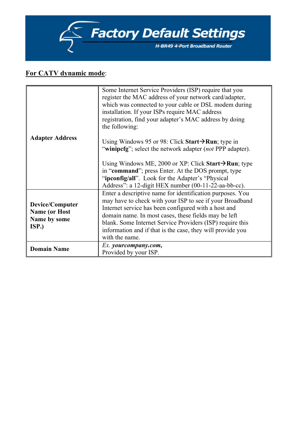 Adapter address | Hawking Technology H-BR49 User Manual | Page 11 / 67