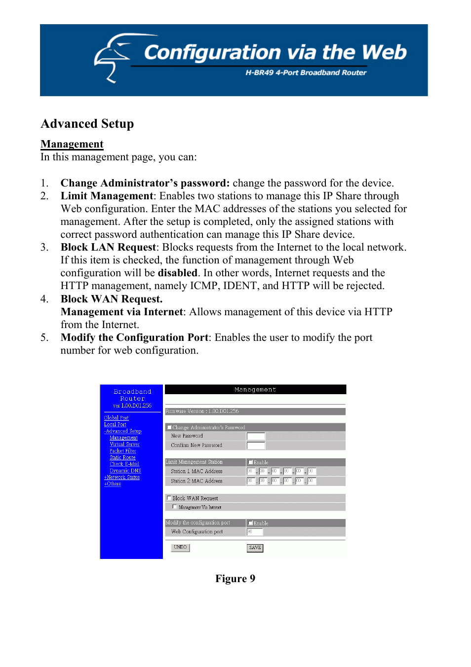Advanced setup, Management | Hawking Technology H-BR49 User Manual | Page 23 / 67