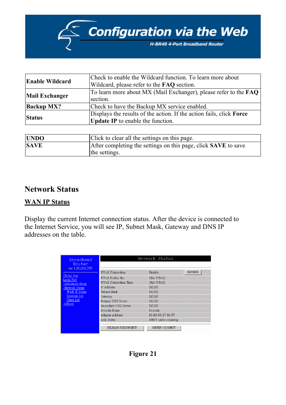Network status, Wan ip status | Hawking Technology H-BR49 User Manual | Page 34 / 67