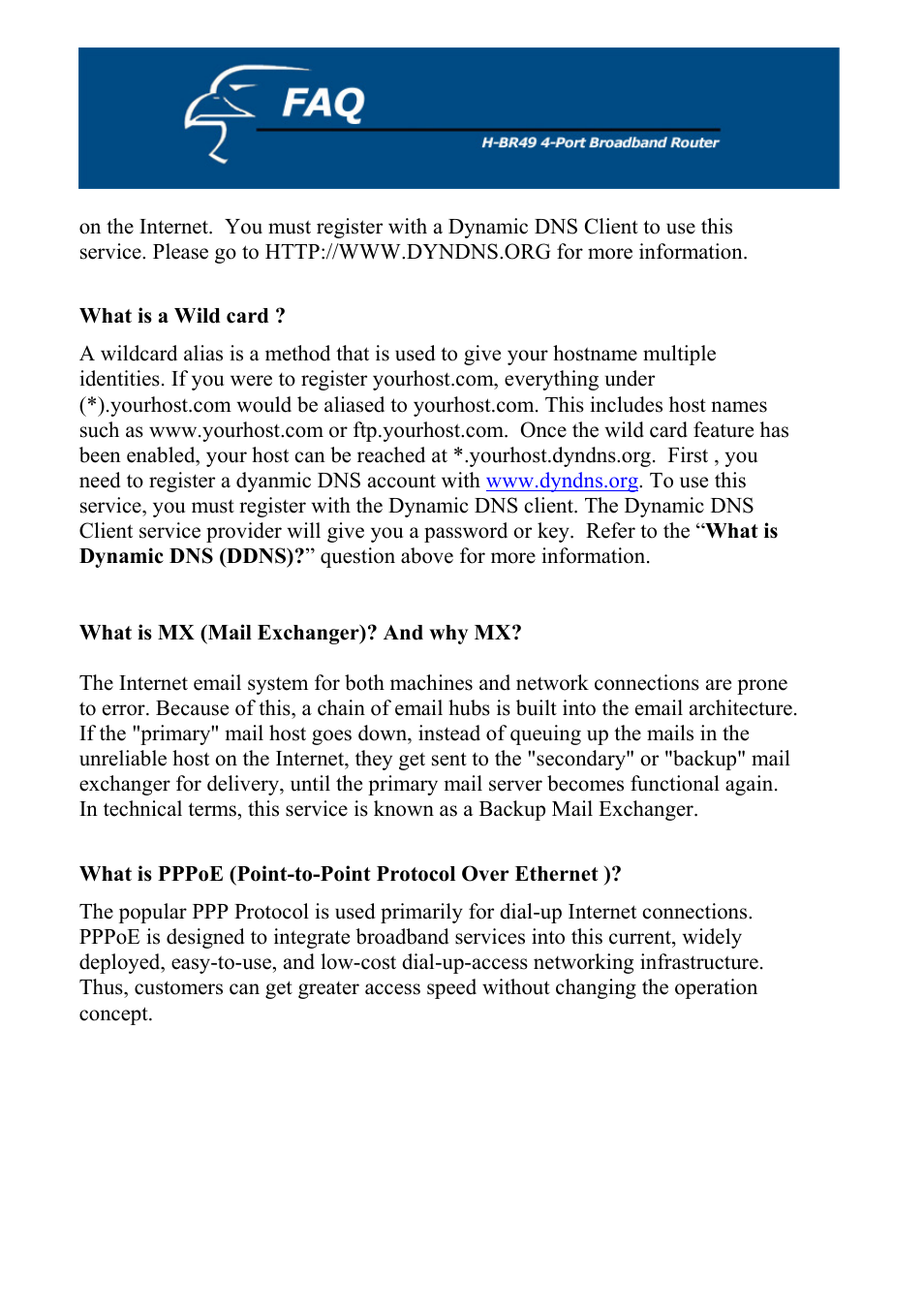 What is a wild card, What is mx (mail exchanger)? and why mx | Hawking Technology H-BR49 User Manual | Page 56 / 67