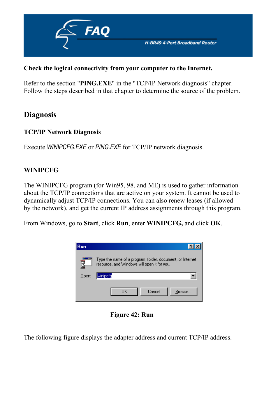 Winipcfg, Diagnosis | Hawking Technology H-BR49 User Manual | Page 59 / 67