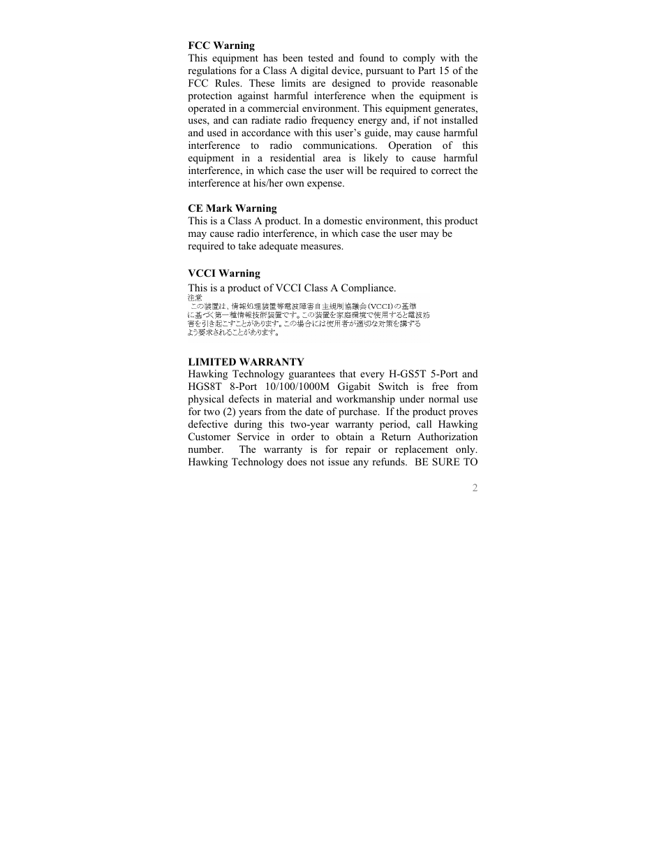 Ce mark warning | Hawking Technology 10 User Manual | Page 2 / 15