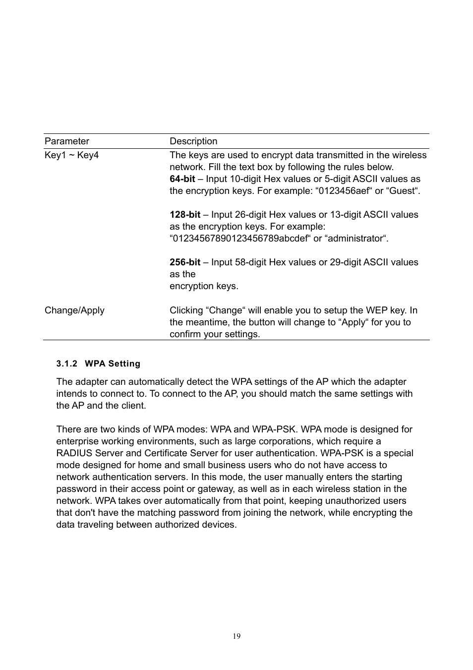 Wpa setting | Hawking Technology HWU54D User Manual | Page 19 / 30
