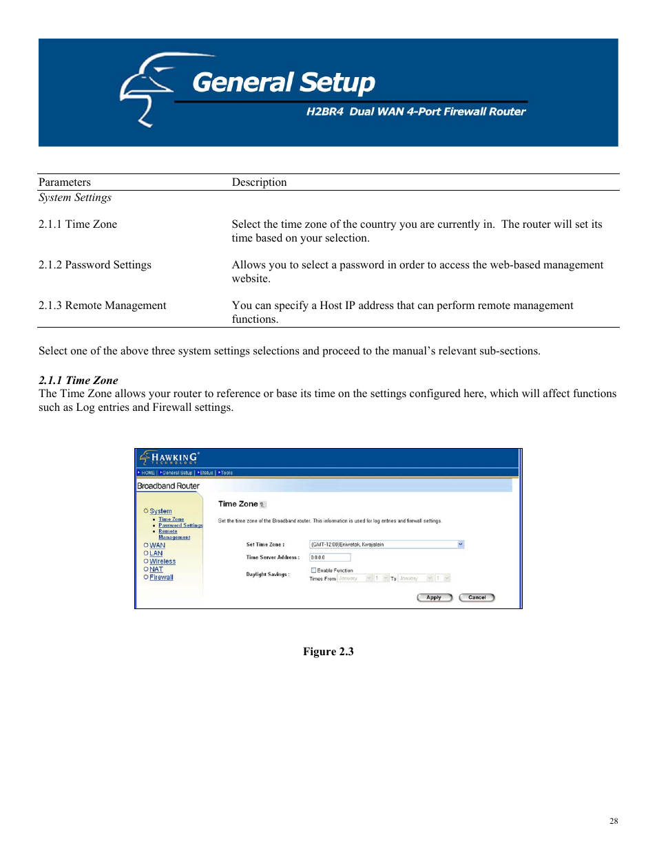 1 time zone | Hawking Technology H2BR4 User Manual | Page 28 / 82
