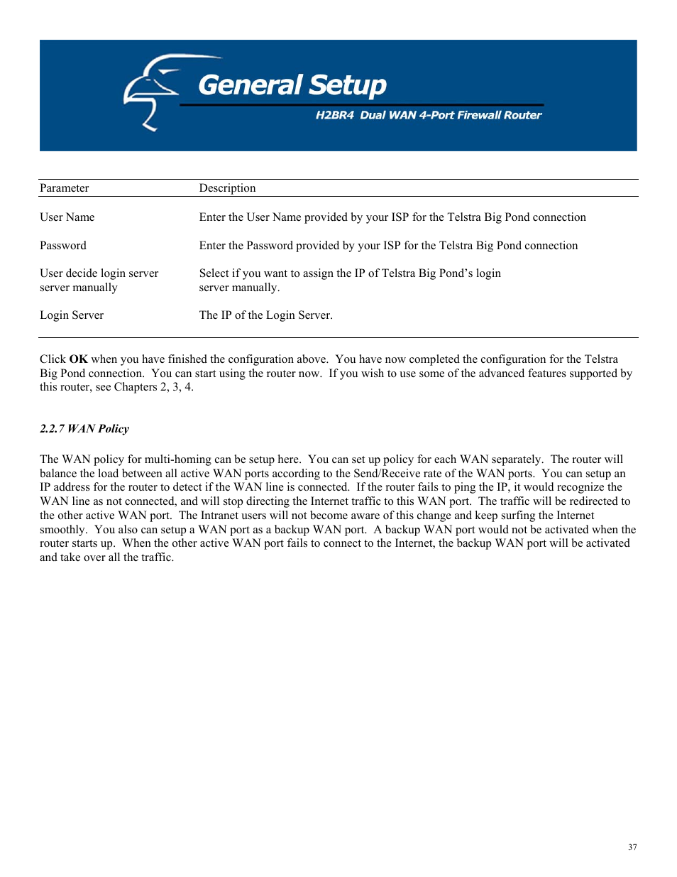 7 wan policy | Hawking Technology H2BR4 User Manual | Page 37 / 82