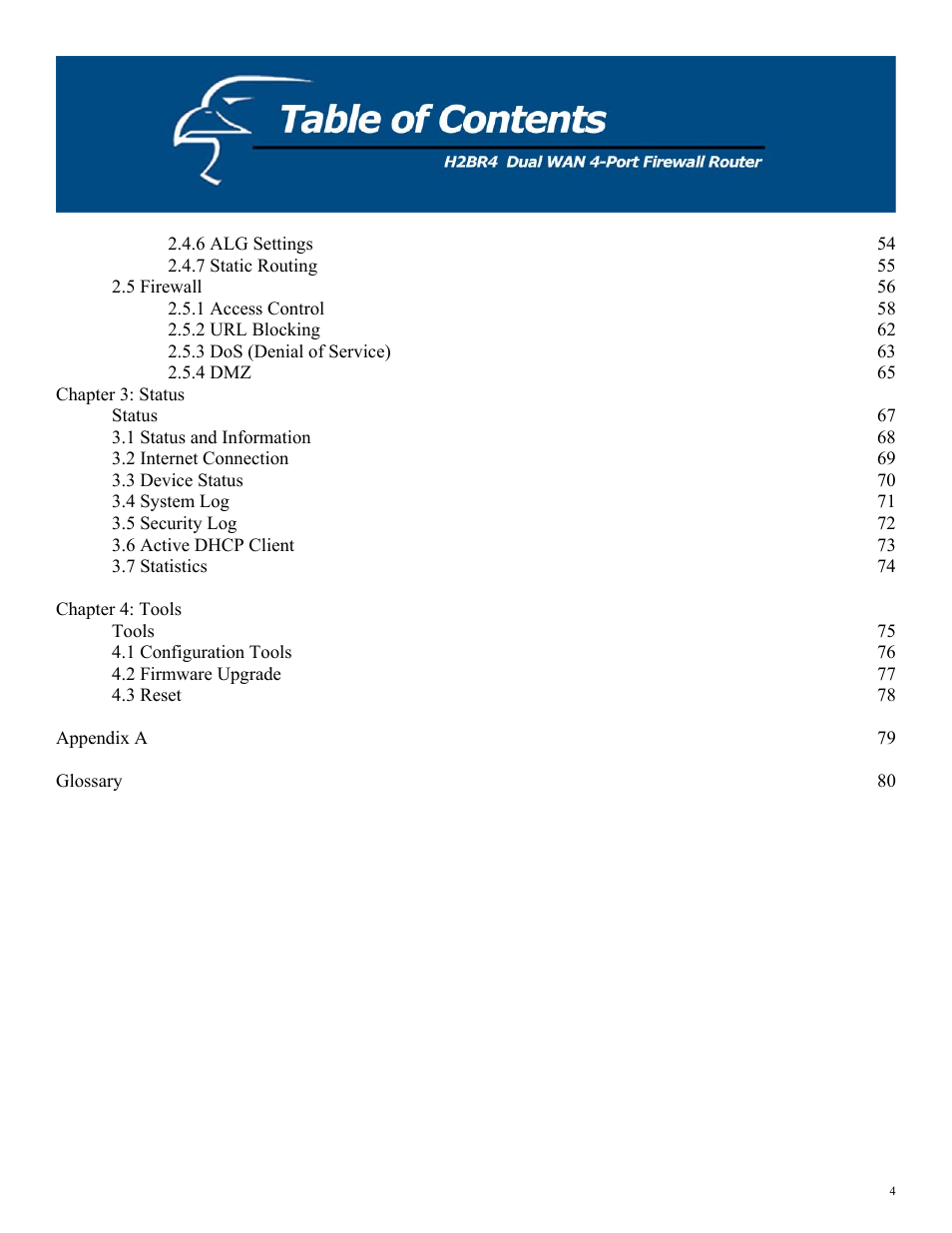Hawking Technology H2BR4 User Manual | Page 4 / 82