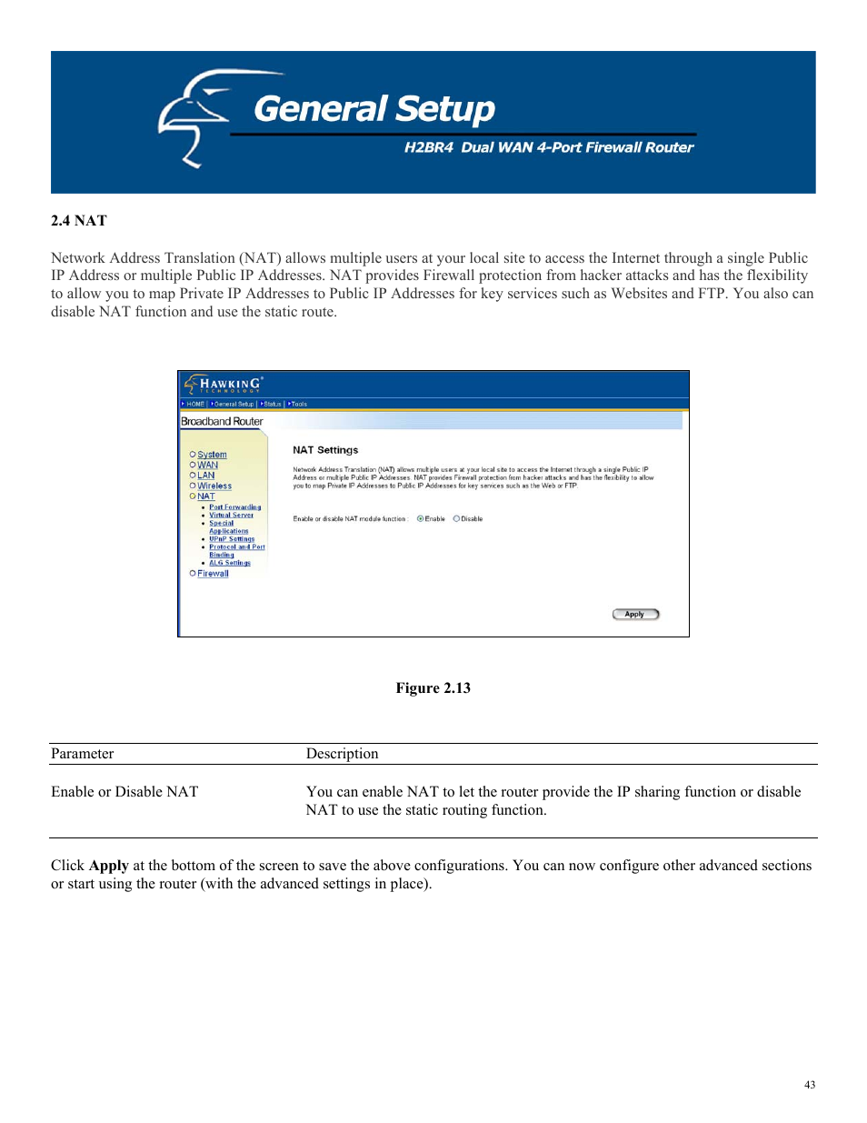 4 nat, Figure 2.13 | Hawking Technology H2BR4 User Manual | Page 43 / 82