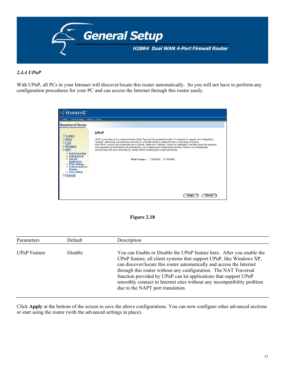 4 upnp, Figure 2.18 | Hawking Technology H2BR4 User Manual | Page 51 / 82