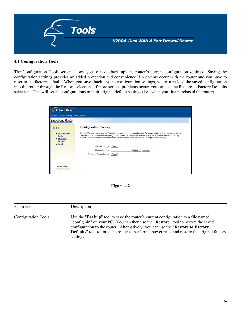 1 configuration tools, Figure 4.2 | Hawking Technology H2BR4 User Manual | Page 76 / 82