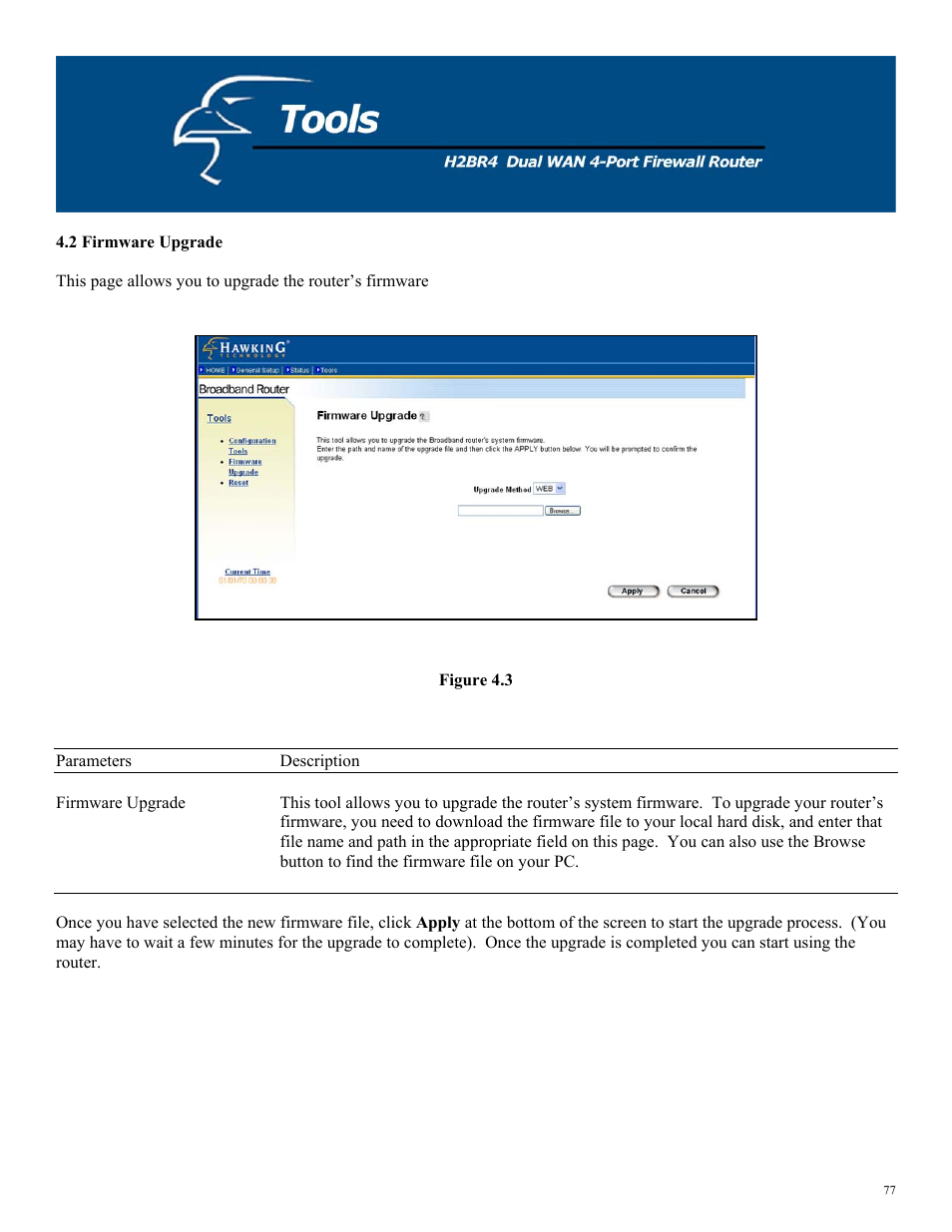 2 firmware upgrade, Figure 4.3 | Hawking Technology H2BR4 User Manual | Page 77 / 82