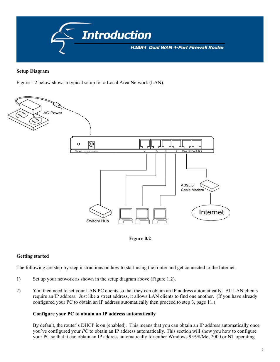 Setup diagram, Getting started | Hawking Technology H2BR4 User Manual | Page 9 / 82