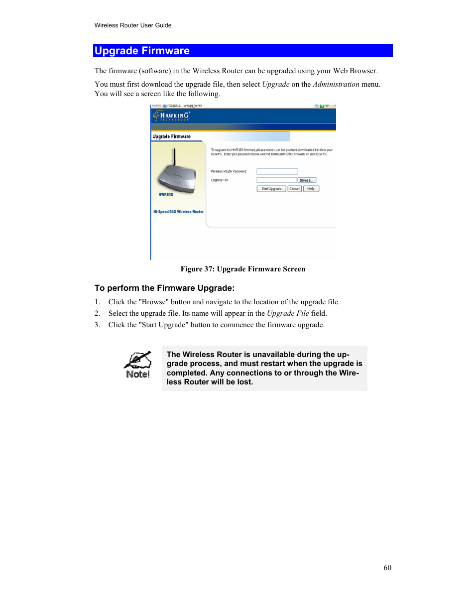 Upgrade firmware | Hawking Technology HWR54G User Manual | Page 64 / 90