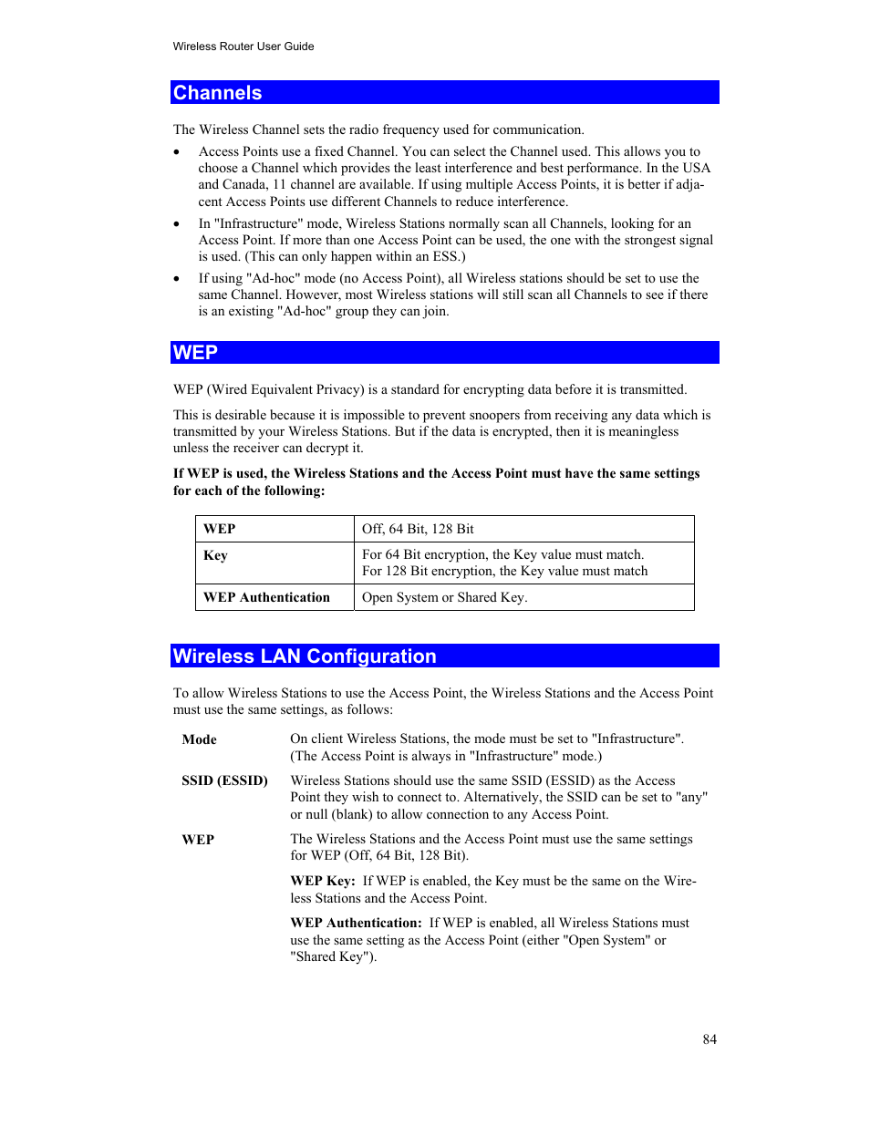 Channels, Wireless lan configuration | Hawking Technology HWR54G User Manual | Page 88 / 90