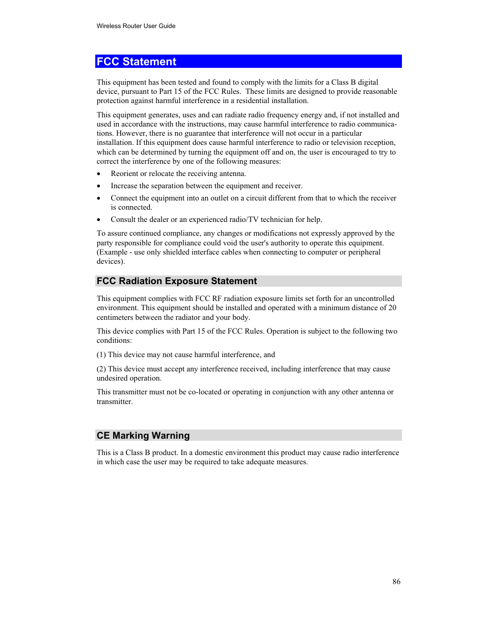 Fcc statement | Hawking Technology HWR54G User Manual | Page 90 / 90