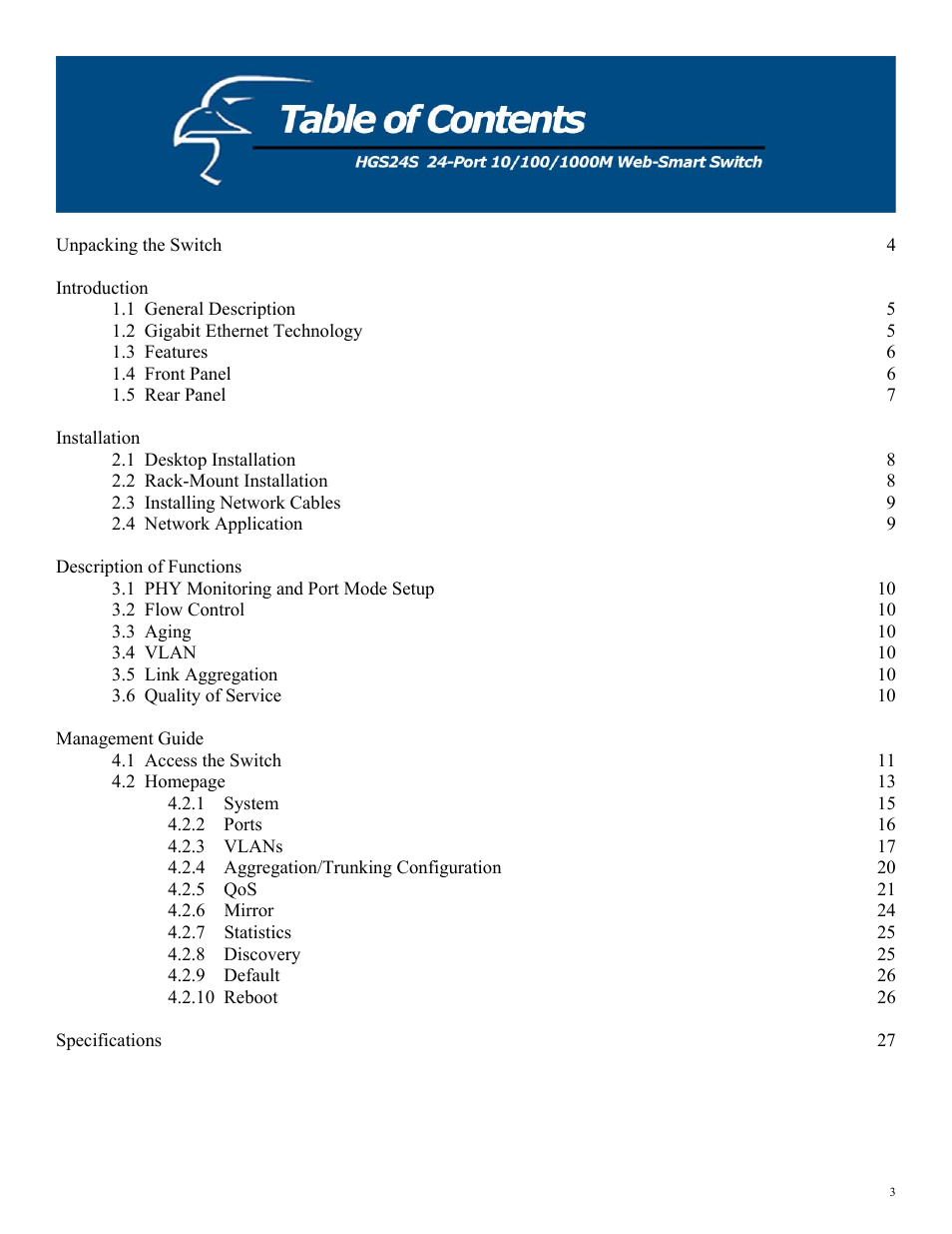 Hawking Technology HGS24S User Manual | Page 3 / 27