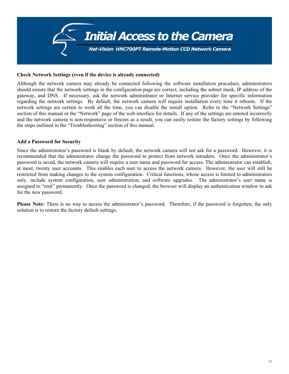 Add a password for security | Hawking Technology HNC700PT User Manual | Page 11 / 58