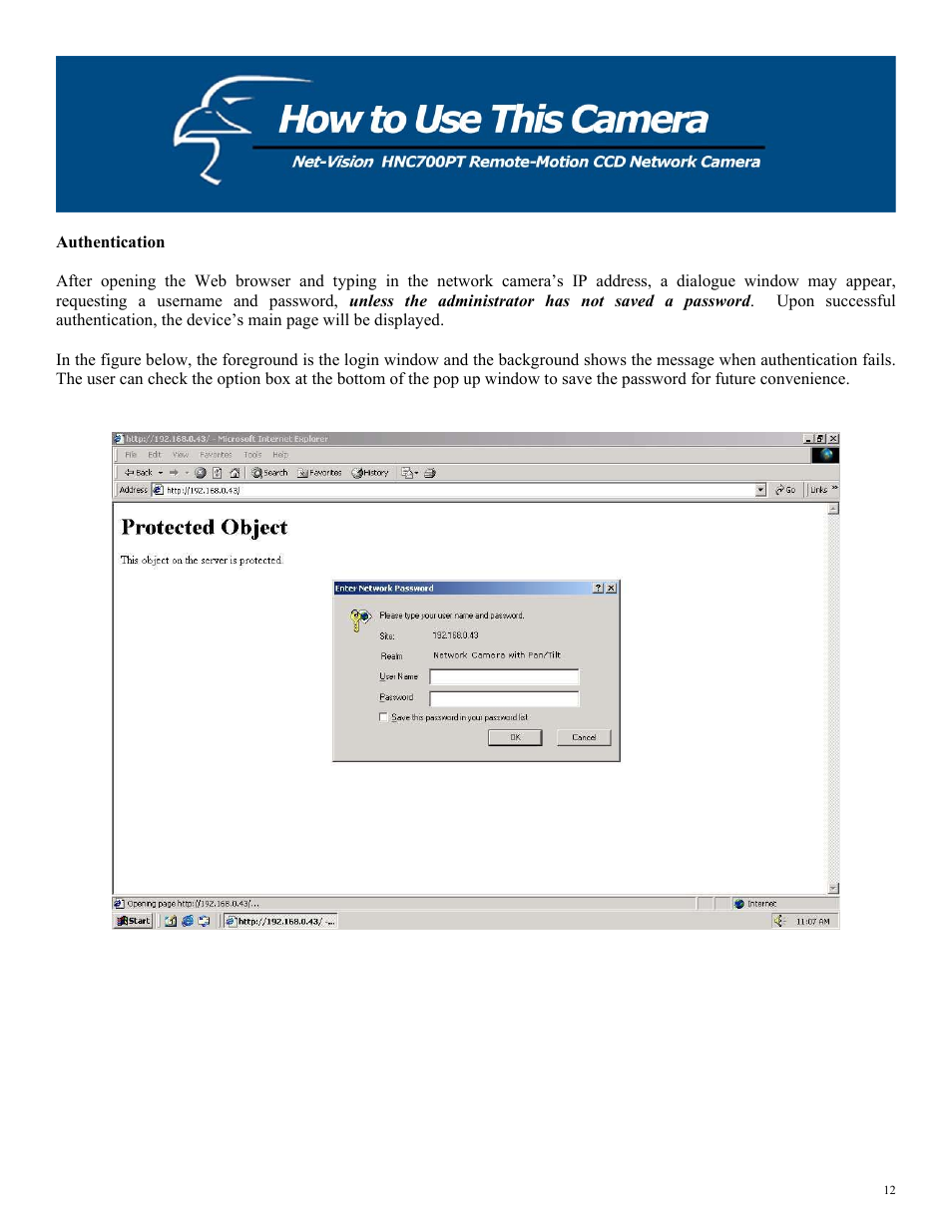 Authentication | Hawking Technology HNC700PT User Manual | Page 12 / 58