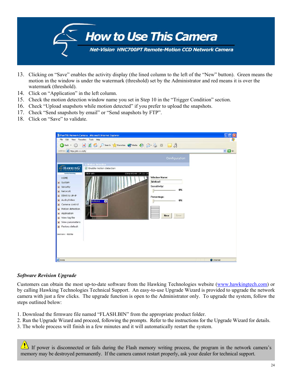Software revision upgrade | Hawking Technology HNC700PT User Manual | Page 24 / 58