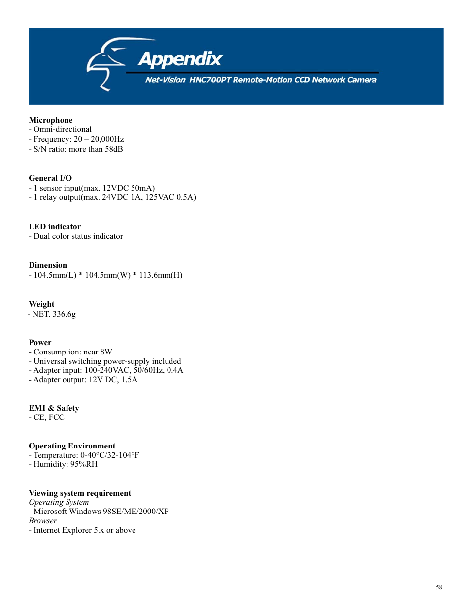 Hawking Technology HNC700PT User Manual | Page 58 / 58