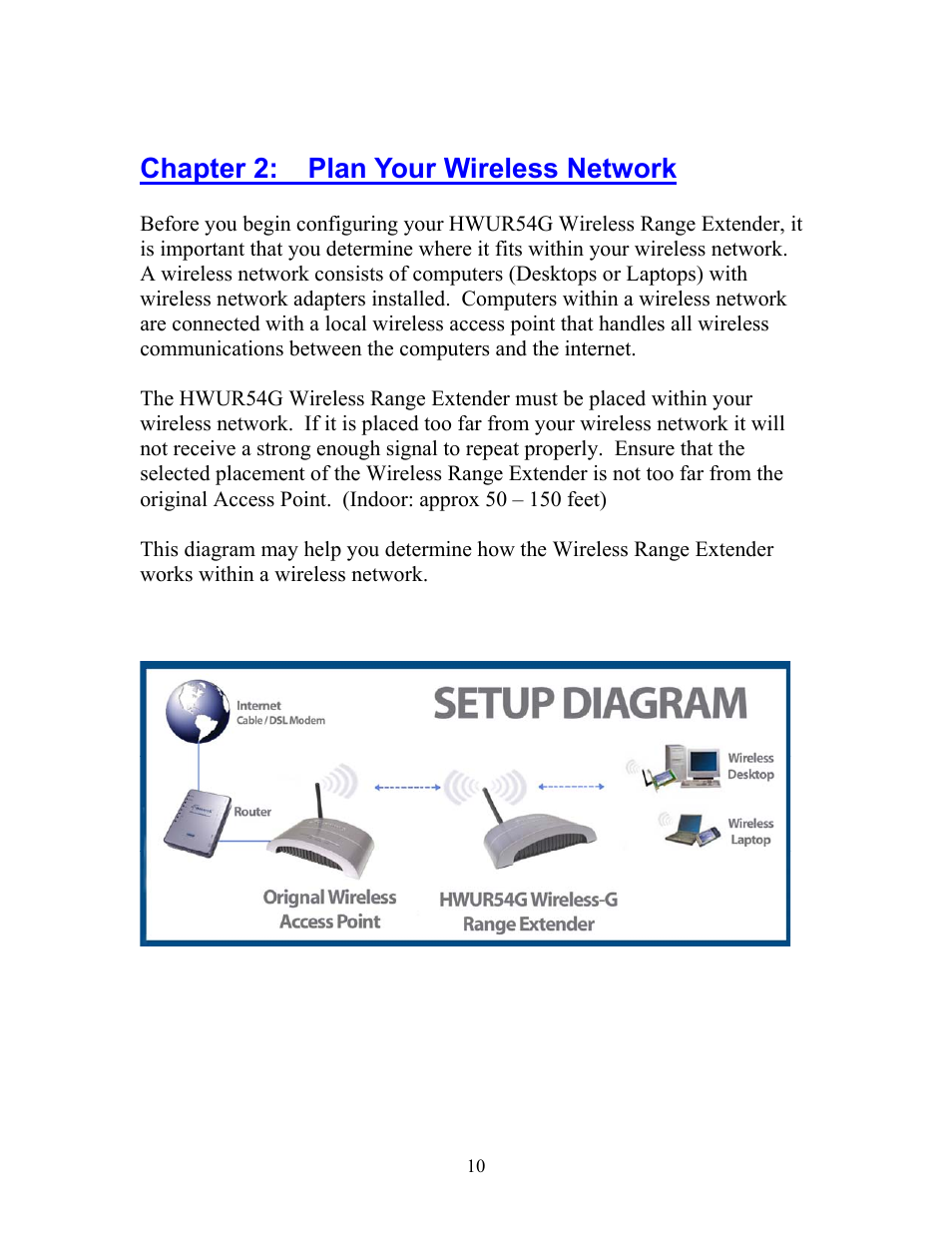 Chapter 2:plan your wireless network, Chapter 2: plan your wireless network | Hawking Technology HWUR54G User Manual | Page 10 / 29
