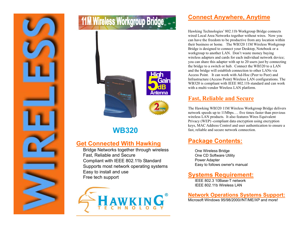 Hawking Technology WB320 User Manual | 2 pages