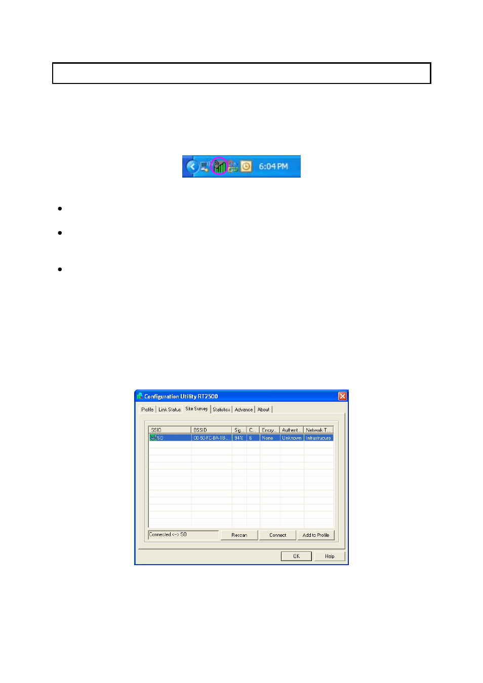 Configuration utility, 1 site survey, 3 configuration utility | Hawking Technology HWC54D User Manual | Page 9 / 25