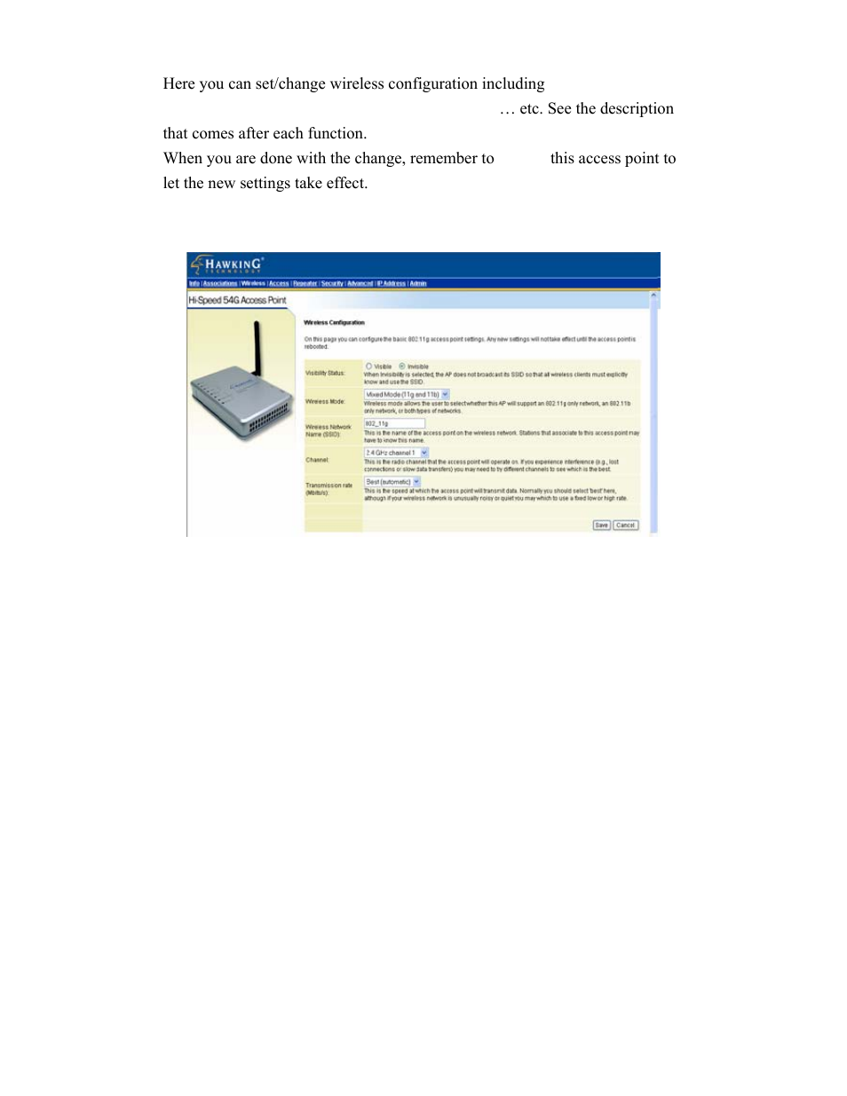 Wireless (wireless configuration) | Hawking Technology HWBA54G User Manual | Page 14 / 36