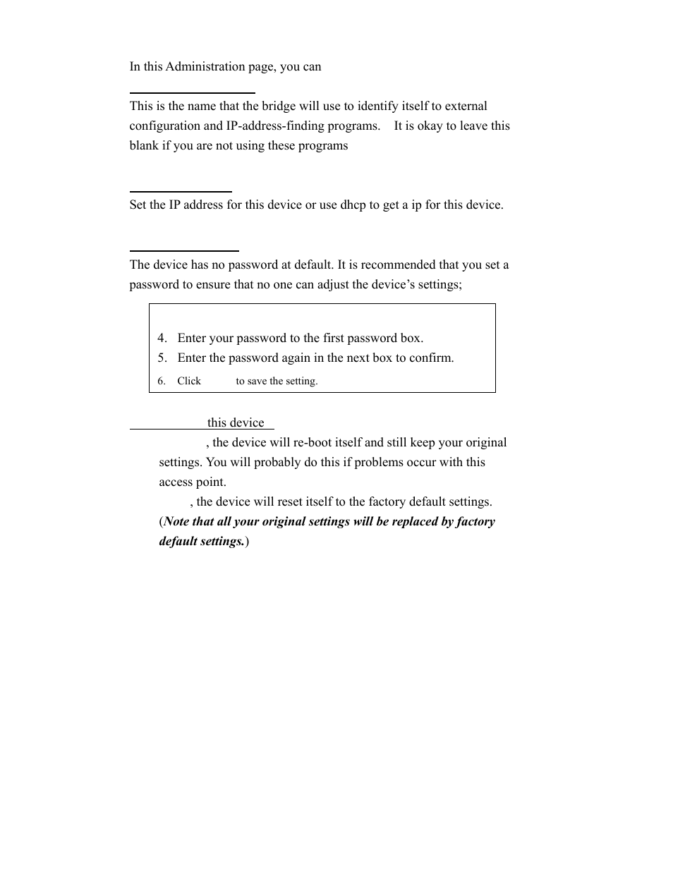 Admin (administration) | Hawking Technology HWBA54G User Manual | Page 34 / 36