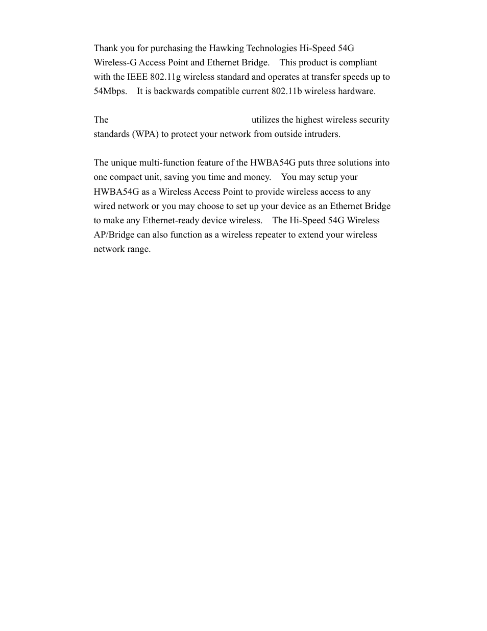 Introduction | Hawking Technology HWBA54G User Manual | Page 6 / 36