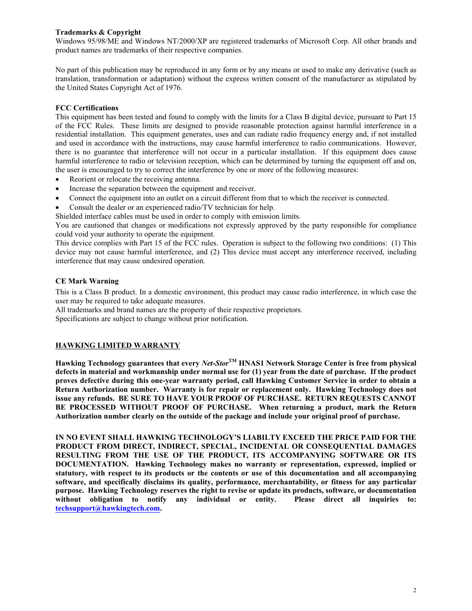 Hawking Technology HNAS1 User Manual | Page 2 / 53