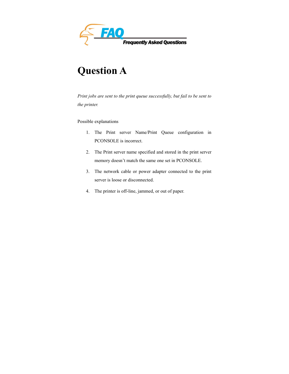 Question a | Hawking Technology PS12U User Manual | Page 50 / 64